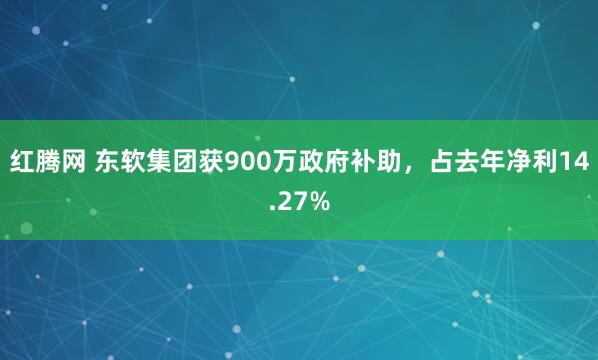 红腾网 东软集团获900万政府补助，占去年净利14.27%