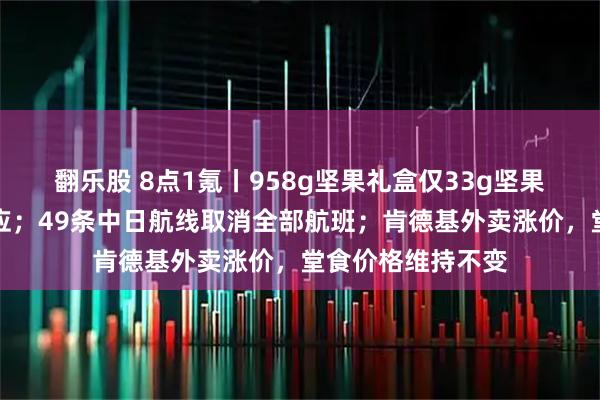 翻乐股 8点1氪丨958g坚果礼盒仅33g坚果，百草味客服回应；49条中日航线取消全部航班；肯德基外卖涨价，堂食价格维持不变
